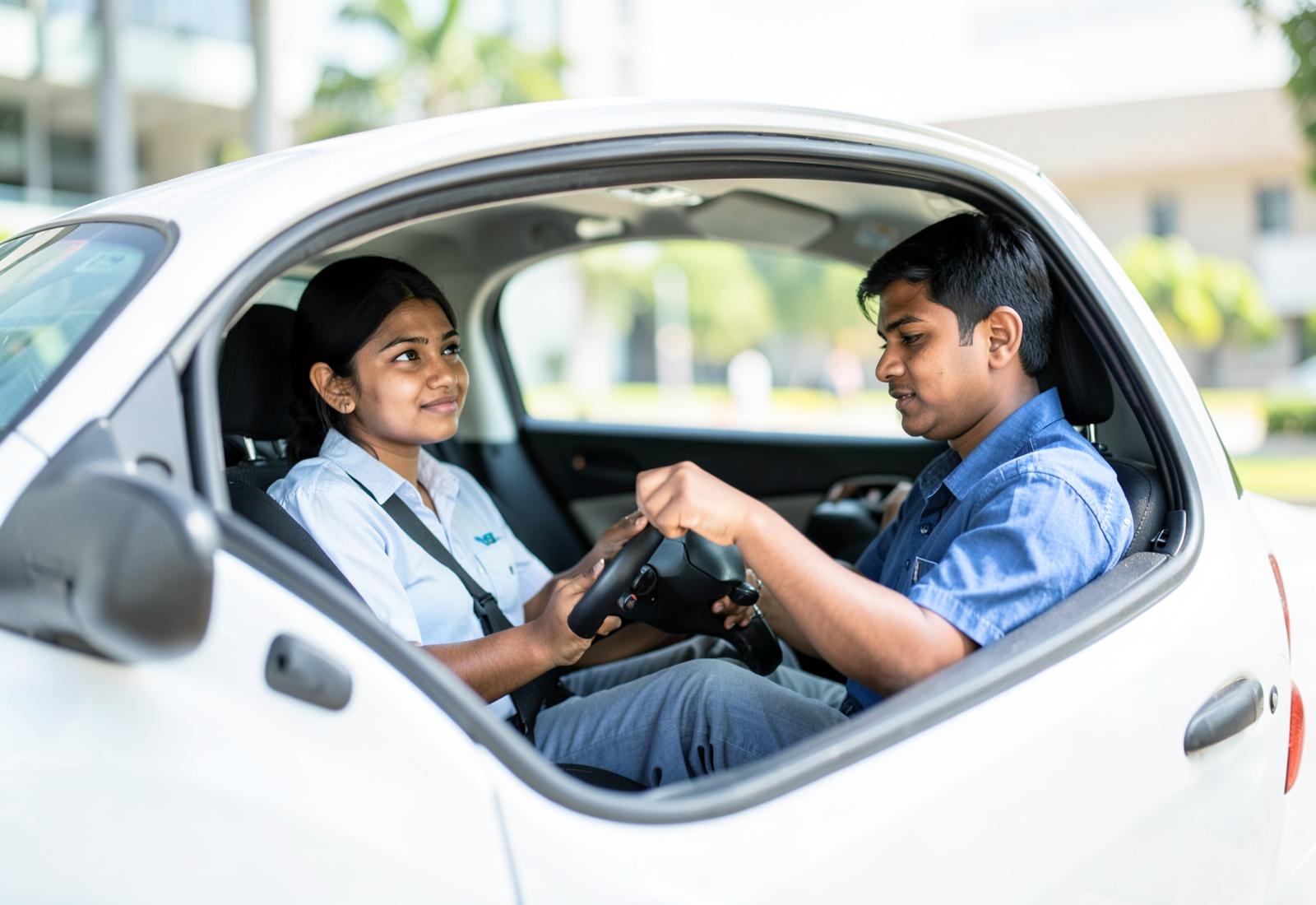 TakeOFF instructor guiding a learner driver behind the wheel